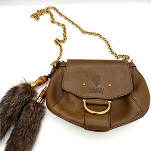Gucci Small Brown Fur Accent Smilia Bag